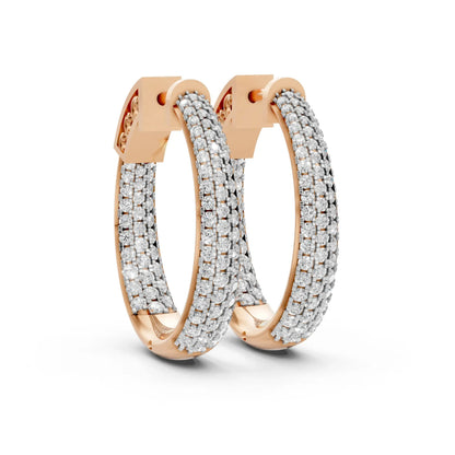 Double Hoop Diamond Earrings Rose Gold