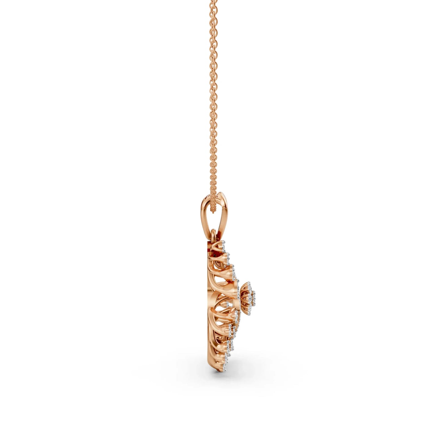 Floral Spiral Diamond Pendant Rose Gold