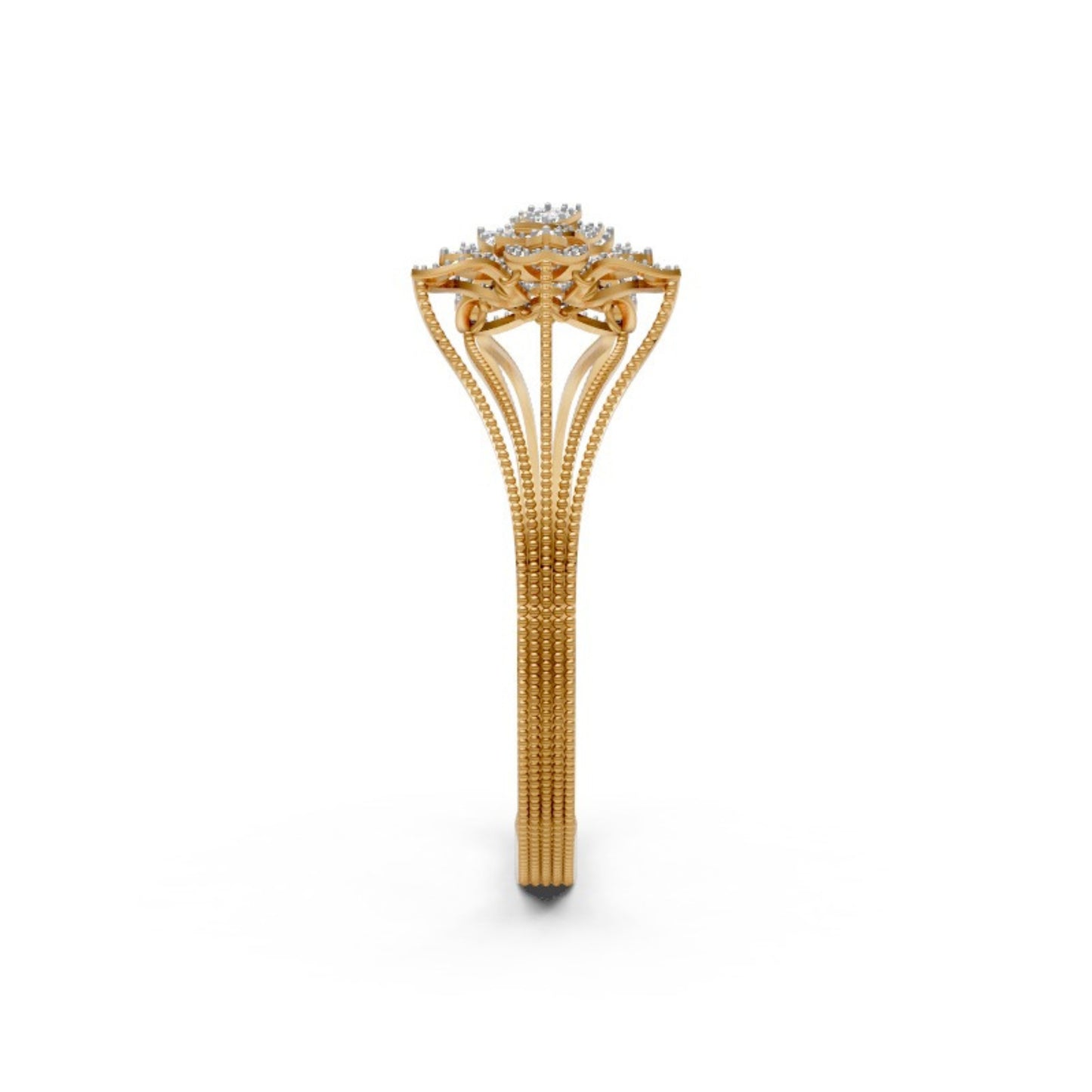 Floral Open Diamond Bangle Yellow Gold