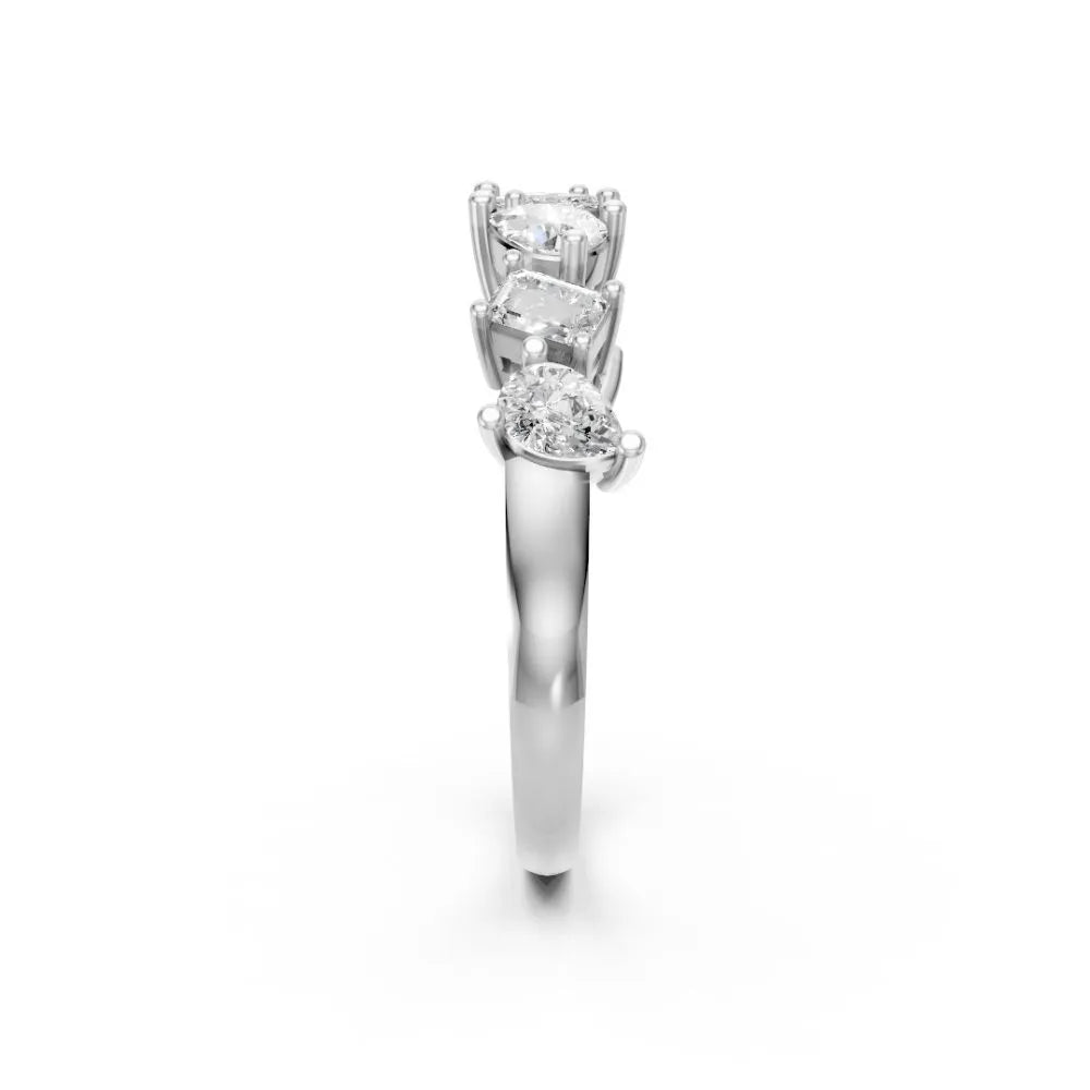 DualCut Pear-Emerald Diamond Band White Gold