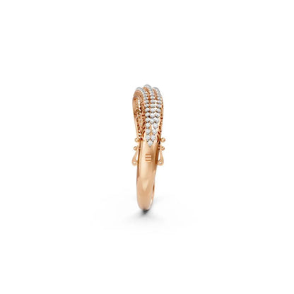 Triple Row Diamond Bangle Bracelet Rose Gold