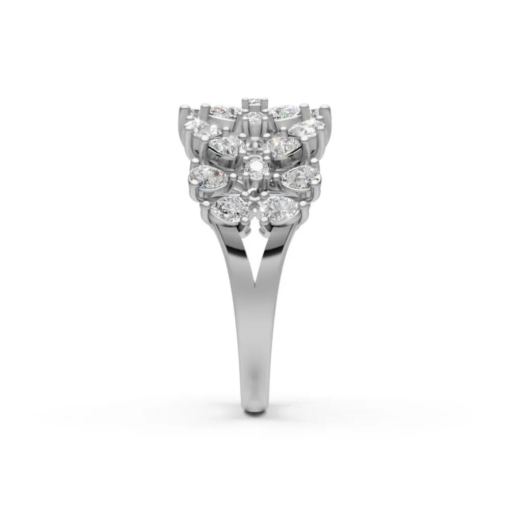 RoseBloom Floral Cluster Ring White Gold