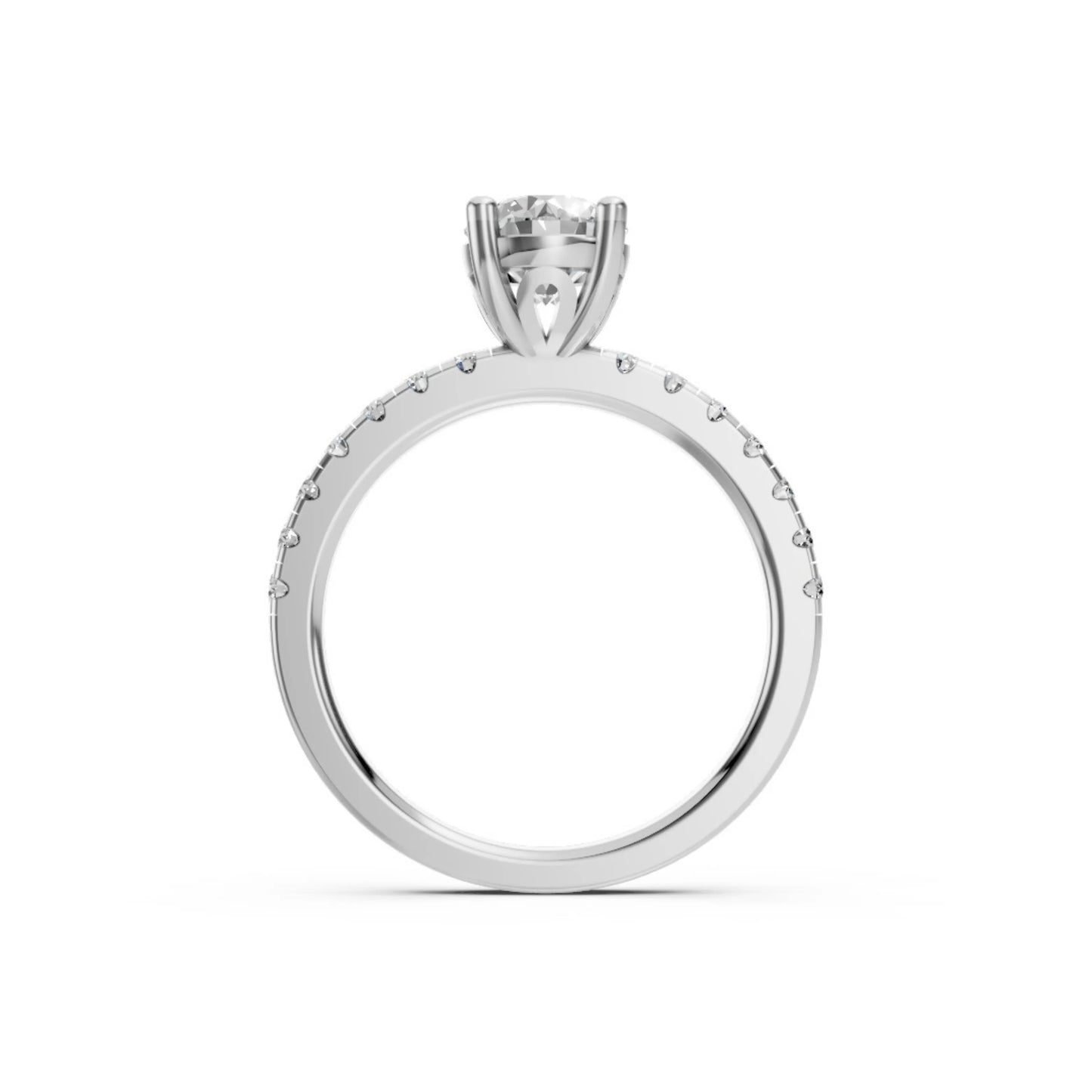ClassicGleam Solitaire Pavé Ring White Gold