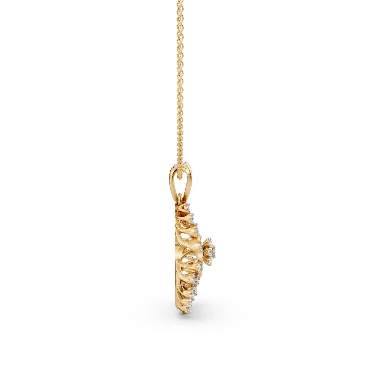 Floral Spiral Diamond Pendant Yellow Gold