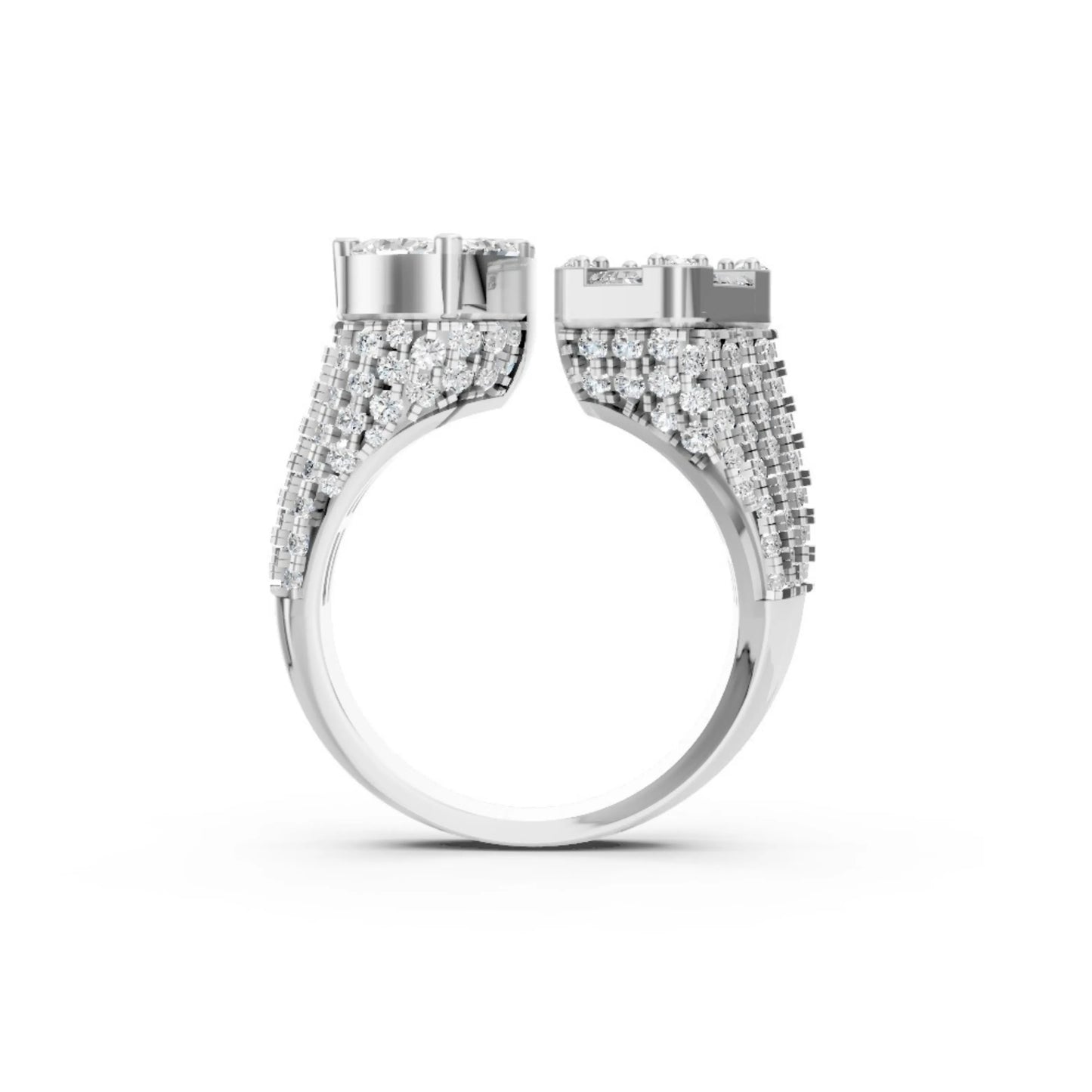 DuoBlaze Diamond Statement Ring White Gold