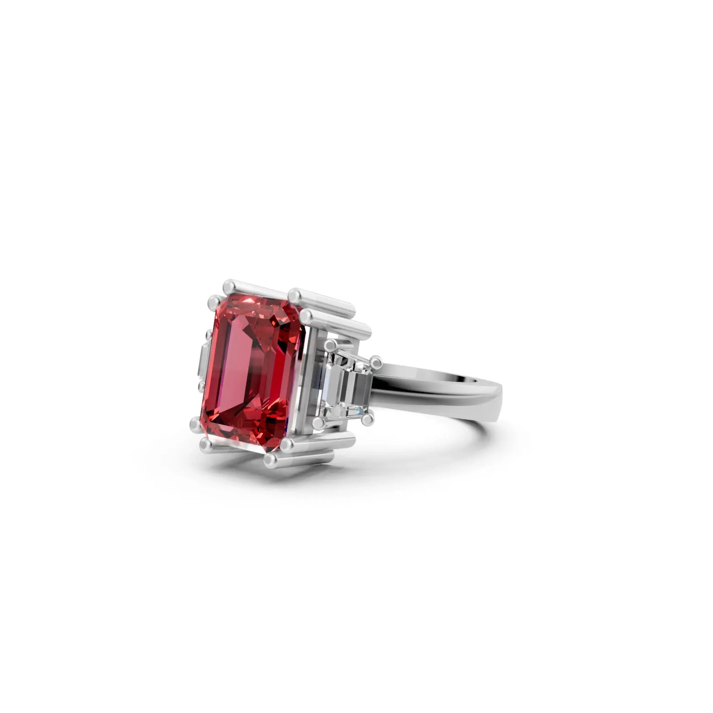 CrimsonFlare Ruby & Diamond Ring White Gold