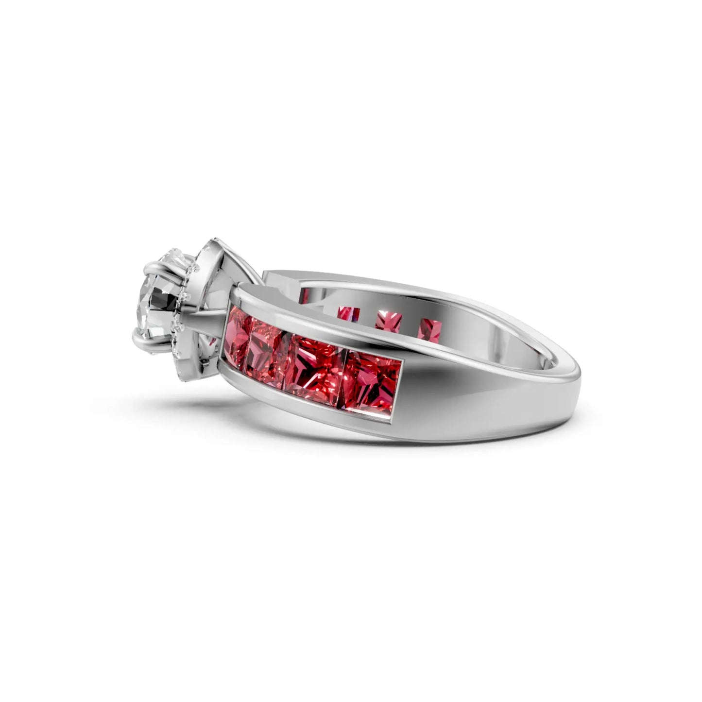 Ruby Channel Solitaire Ring White Gold