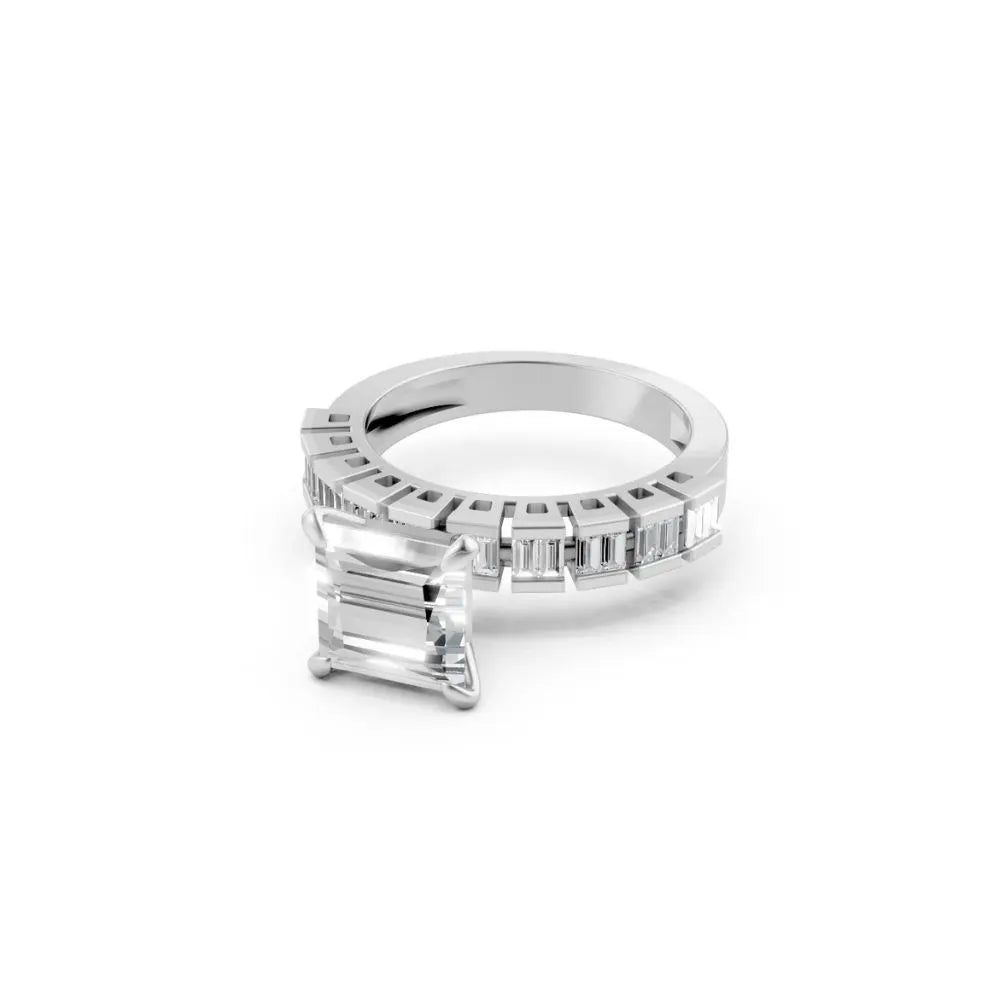 Radiant Edge Princess Cut Ring White Gold