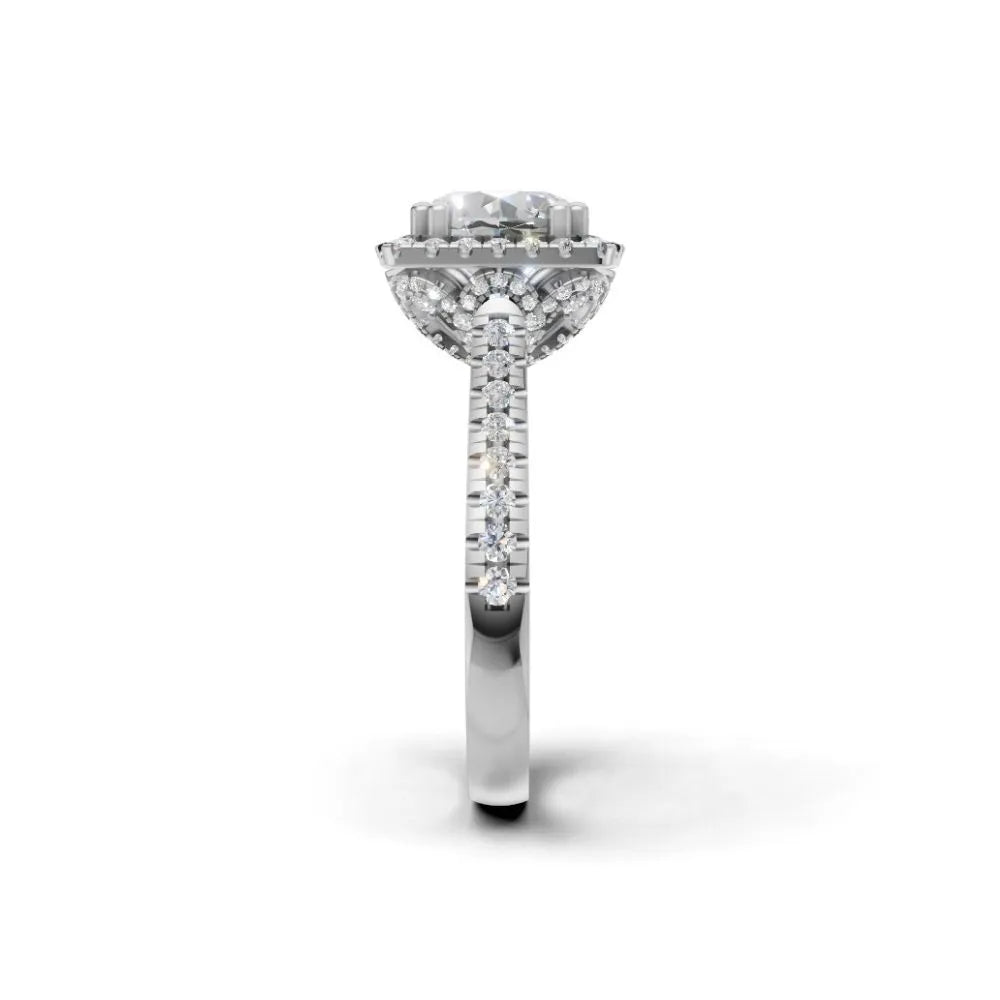Vintage Glow Halo Engagement Ring White Gold