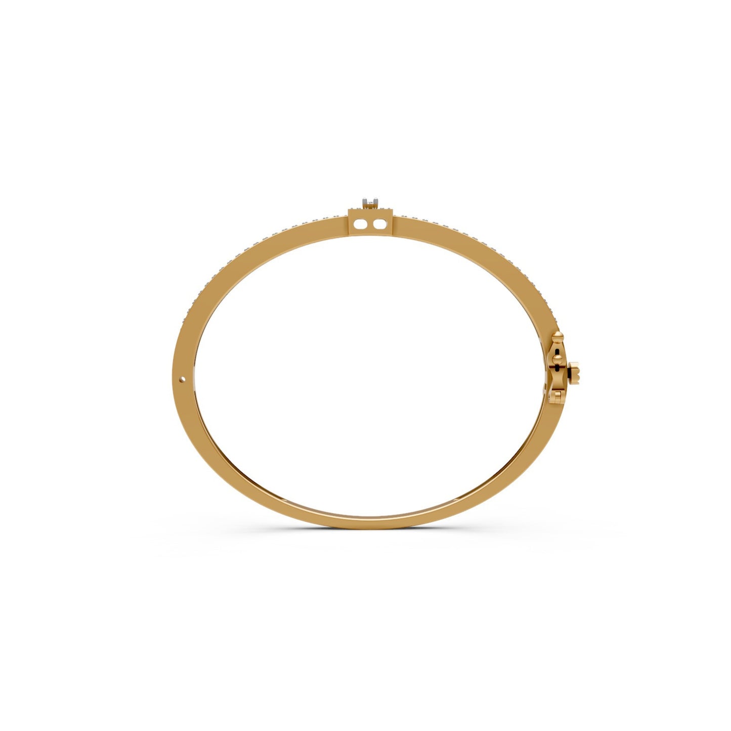 Classic Diamond Halo Bangle Yellow Gold