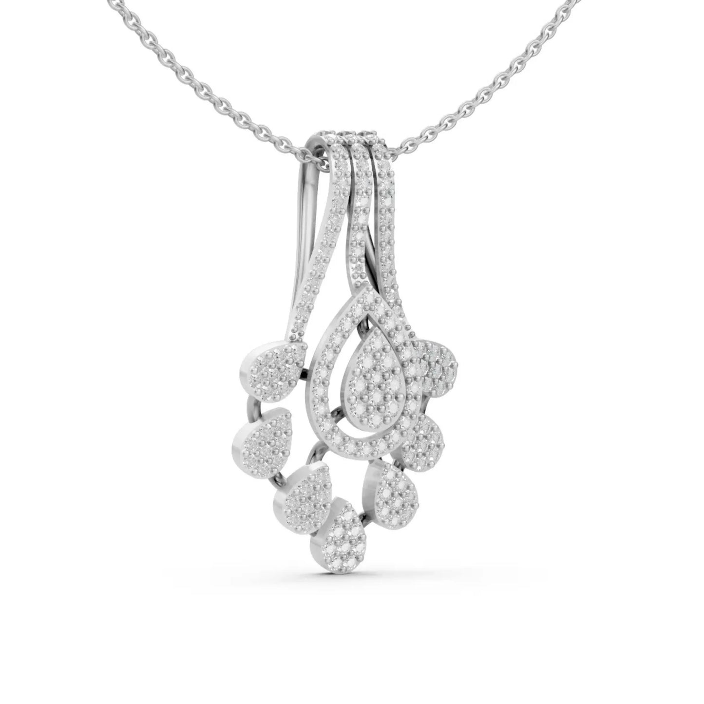Teardrop Bloom Pendant White Gold