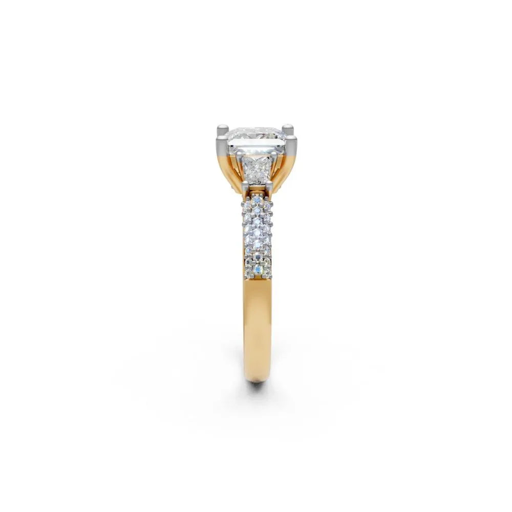 RegalEdge Princess Cut Ring Yellow Gold