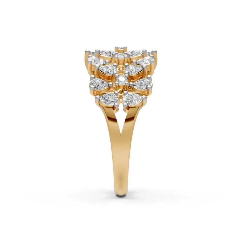 RoseBloom Floral Cluster Ring Yellow Gold