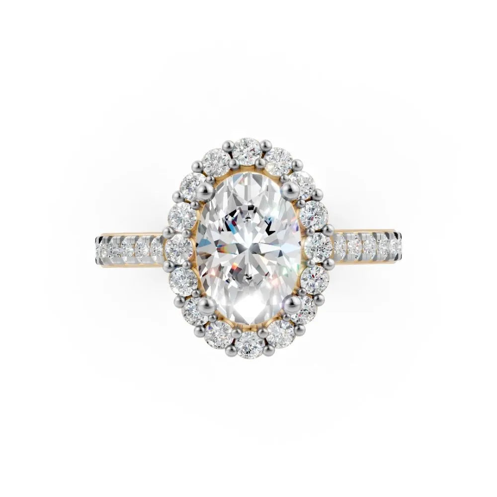 HaloGrace Oval Diamond Ring Yellow Gold