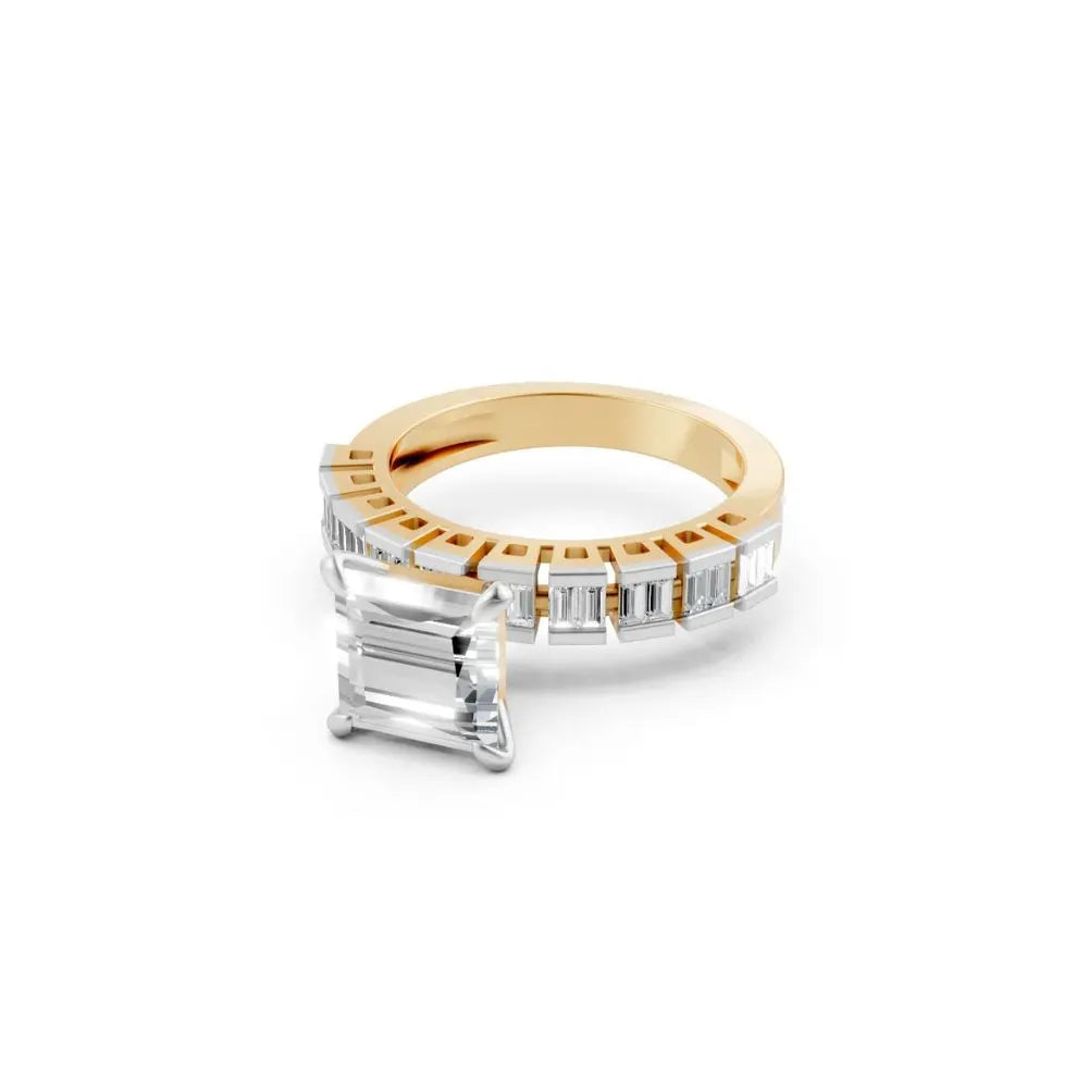 Radiant Edge Princess Cut Ring Yellow Gold