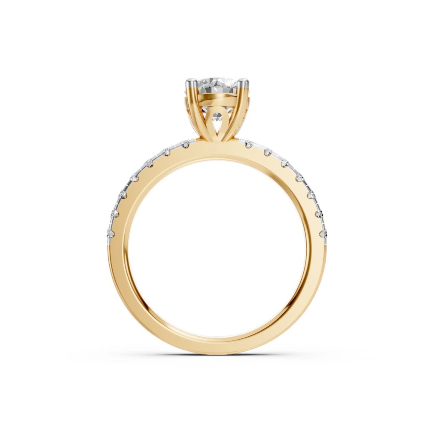 ClassicGleam Solitaire Pavé Ring Yellow Gold