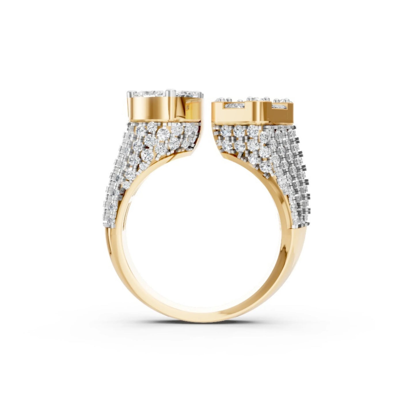 DuoBlaze Diamond Statement Ring Yellow Gold