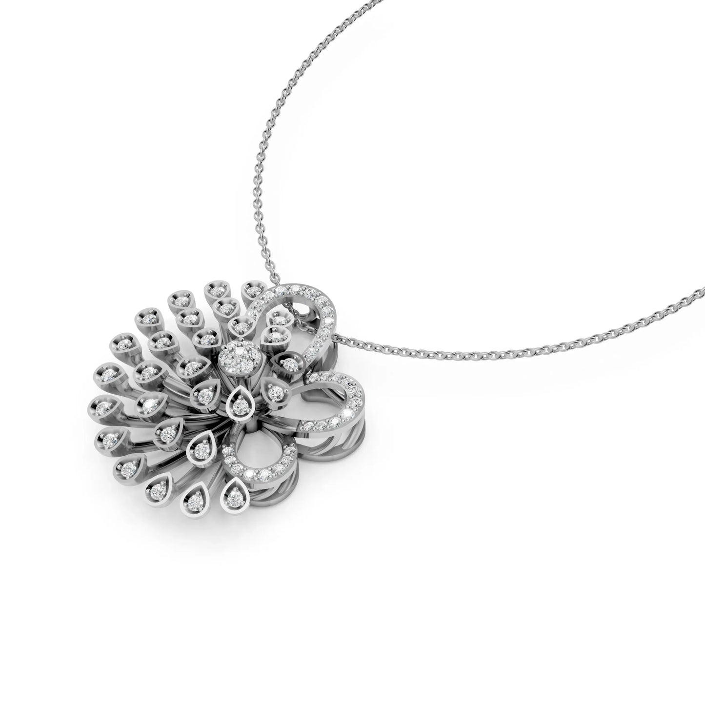 Floral Burst Pendant White Gold