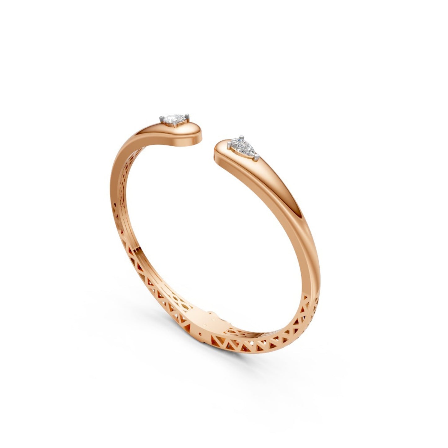 Elegant Open Diamond Bangle Rose Gold