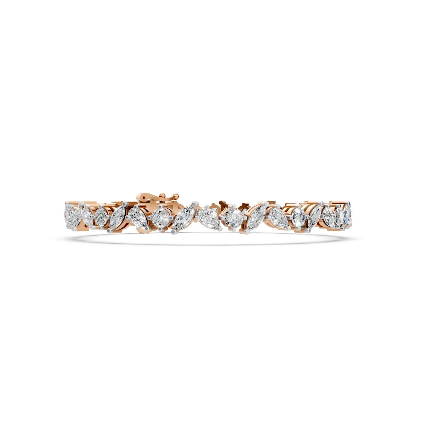 Pear, Marquise & Round Diamond Bracelet Rose Gold