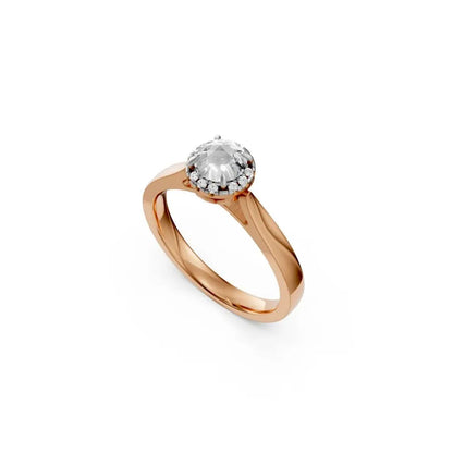 Hidden Heart Round Solitaire Ring Rose Gold