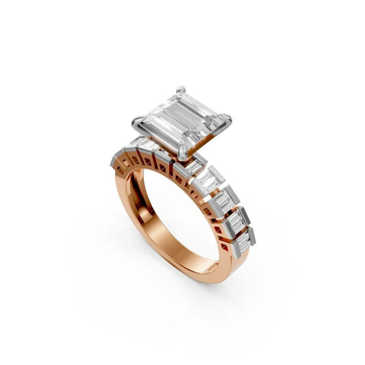 Radiant Edge Princess Cut Ring Rose Gold