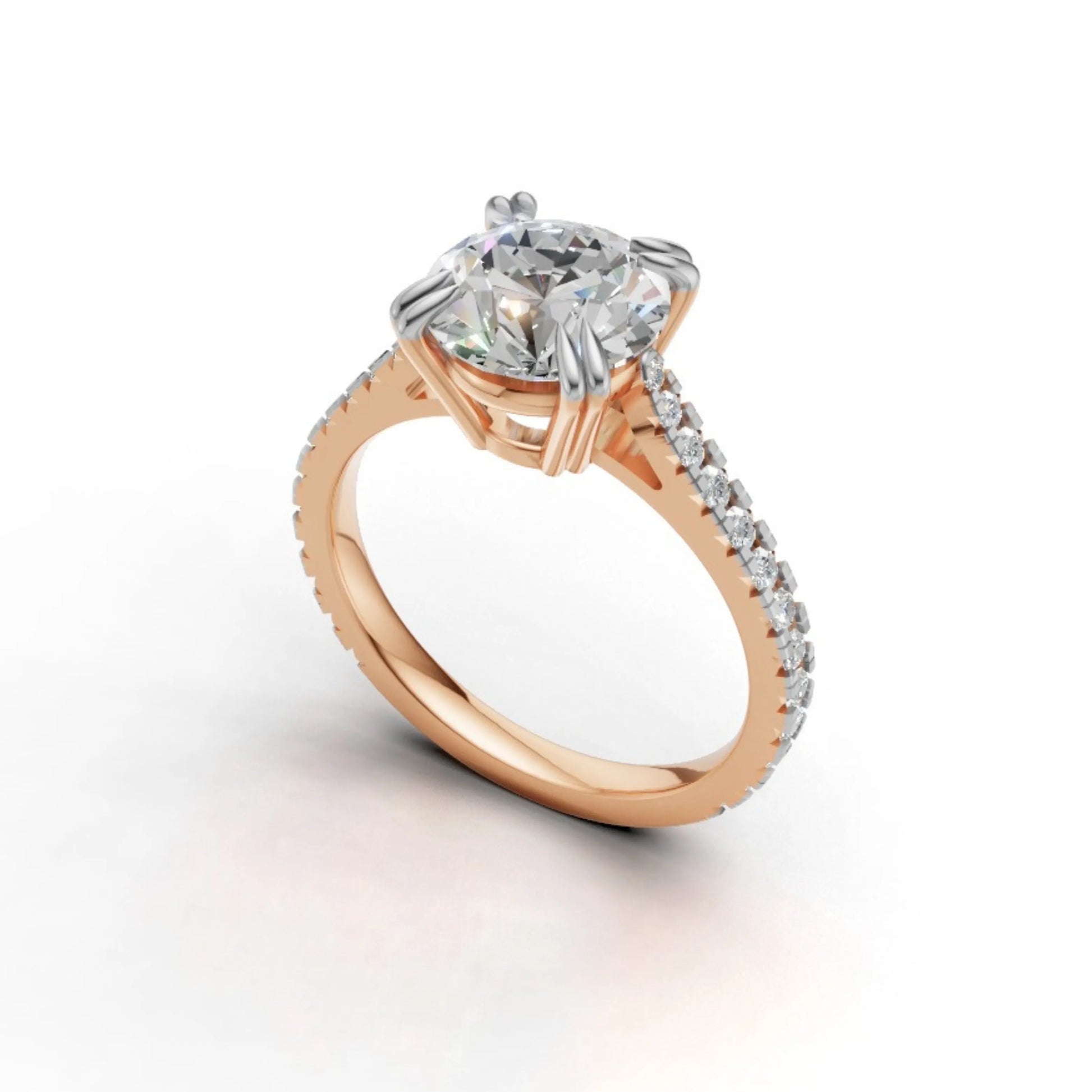 Radiant Pavé Solitaire Ring Rose Gold