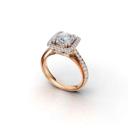 Vintage Glow Halo Engagement Ring Rose Gold