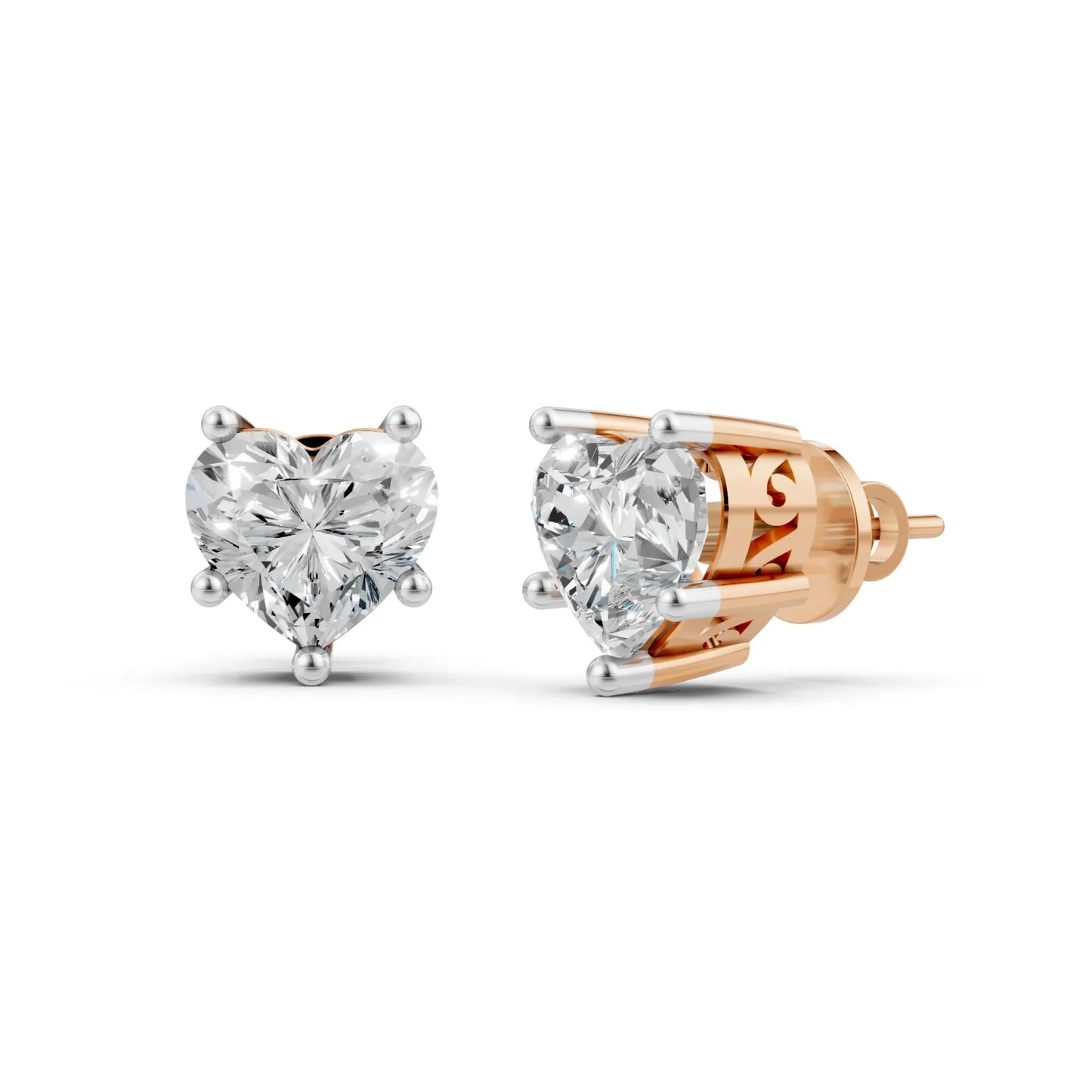Heart-Shaped Diamond Stud Rose Gold