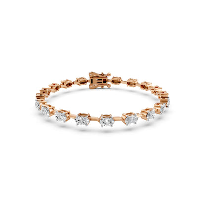 Half-Set Oval Diamond Bracelet Rose Gold