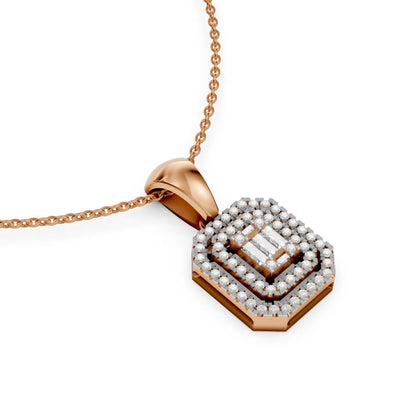 Emerald Halo Pendant Rose Gold