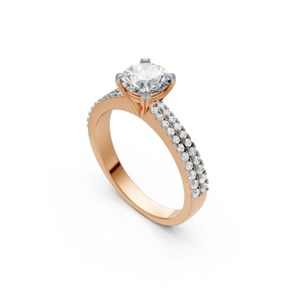 DoubleRow Sparkle Solitaire Ring Rose Gold