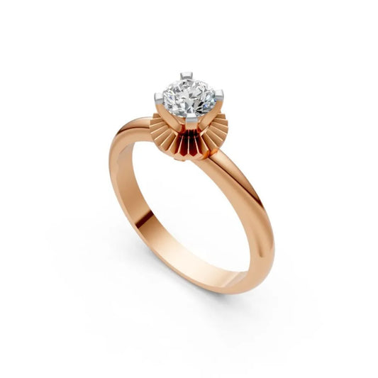 Pleated Grace Solitaire Ring Rose Gold