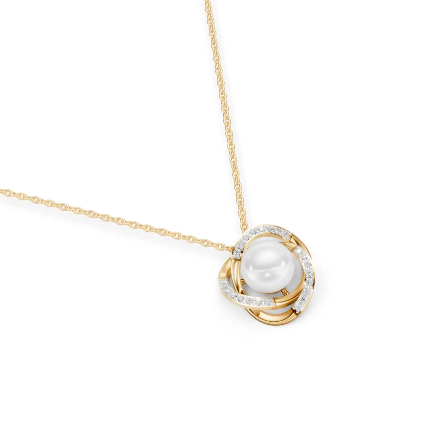 Pearl Halo Pendant Yellow Gold