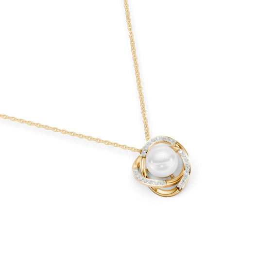 Pearl Halo Pendant Yellow Gold