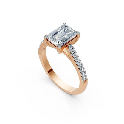 SleekGlam Emerald Solitaire Ring Rose Gold