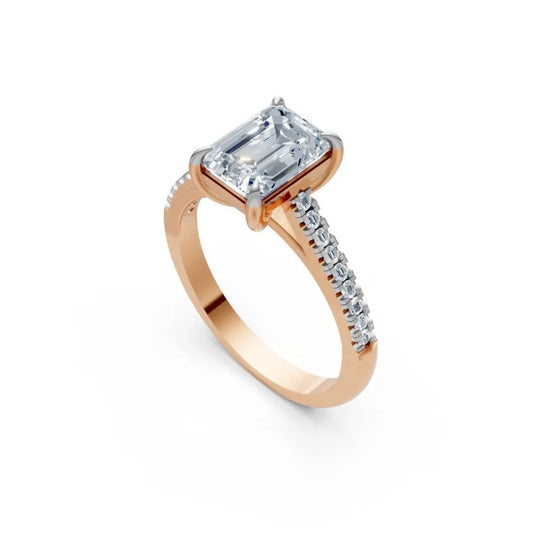 SleekGlam Emerald Solitaire Ring Rose Gold