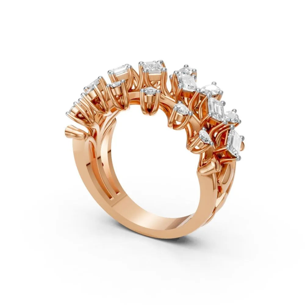 BloomAura Floral Diamond Ring Rose Gold