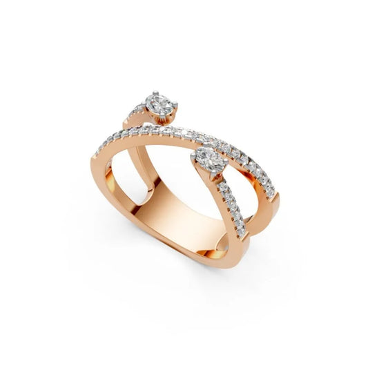RoseTwist Dual Diamond Open Ring Rose Gold