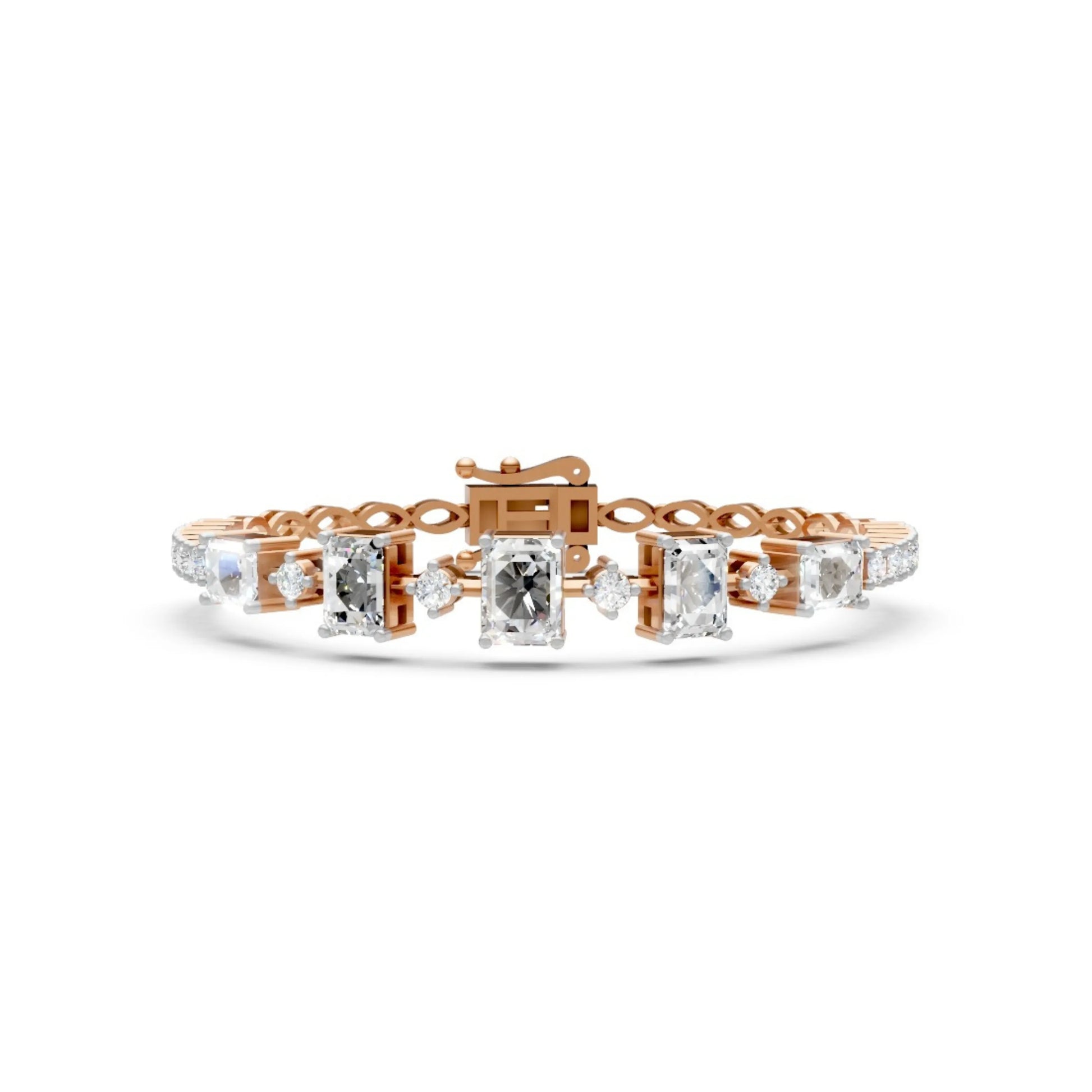 Emerald-Cut Diamond Bracelet Rose Gold