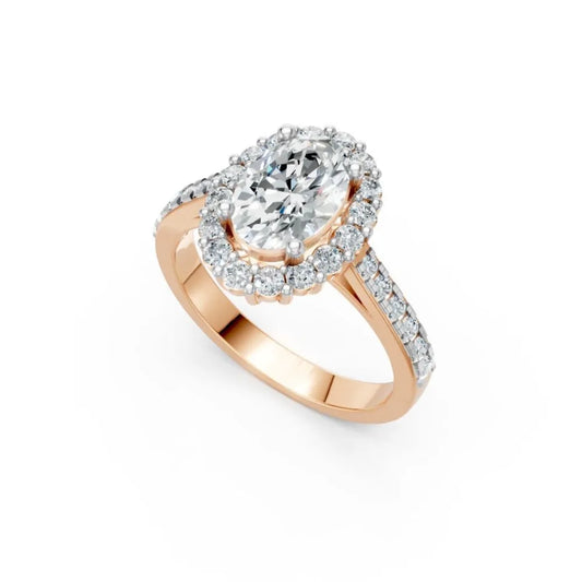 HaloGrace Oval Diamond Ring Rose Gold