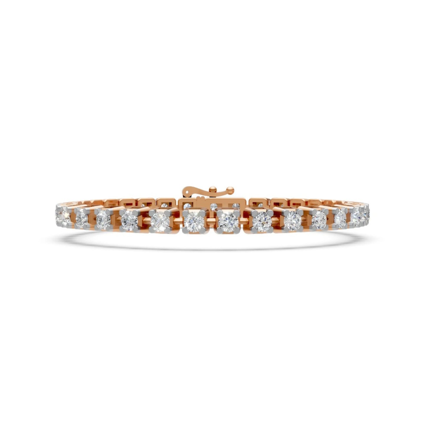 Round Brilliant Diamond Tennis Bracelet Rose Gold