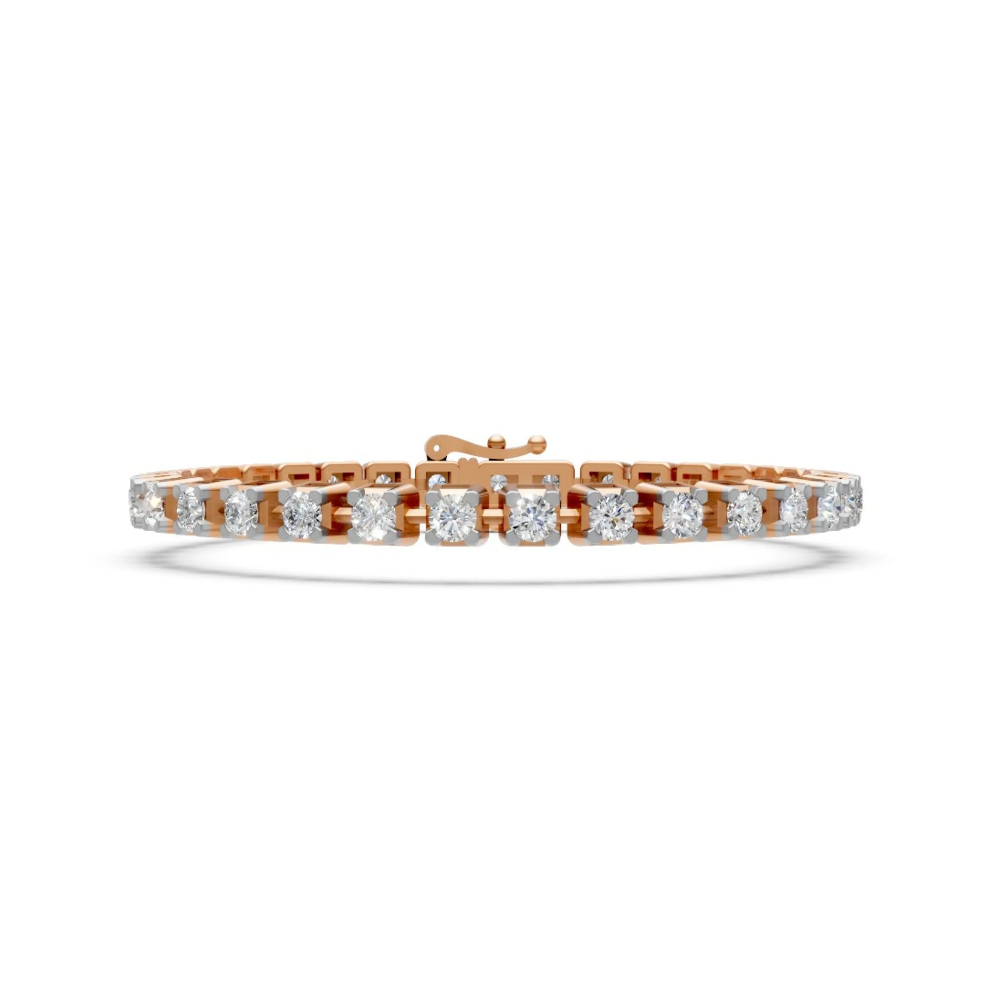 Round Brilliant Diamond Tennis Bracelet Rose Gold