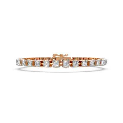 Round Brilliant Diamond Tennis Bracelet Rose Gold
