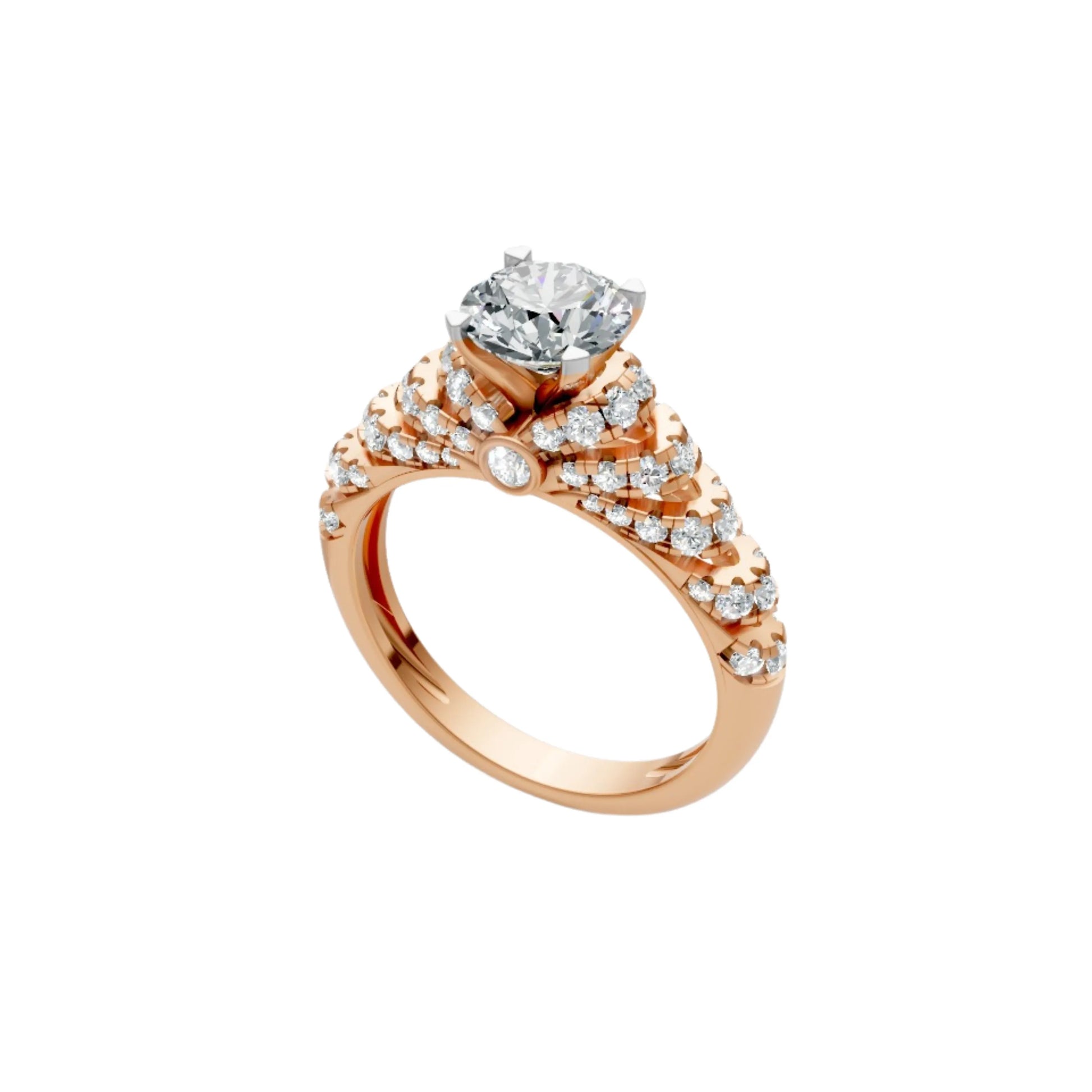 LuxeCrown Multi-Band Solitaire Ring Rose Gold
