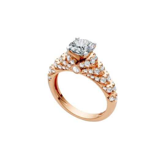 LuxeCrown Multi-Band Solitaire Ring Rose Gold