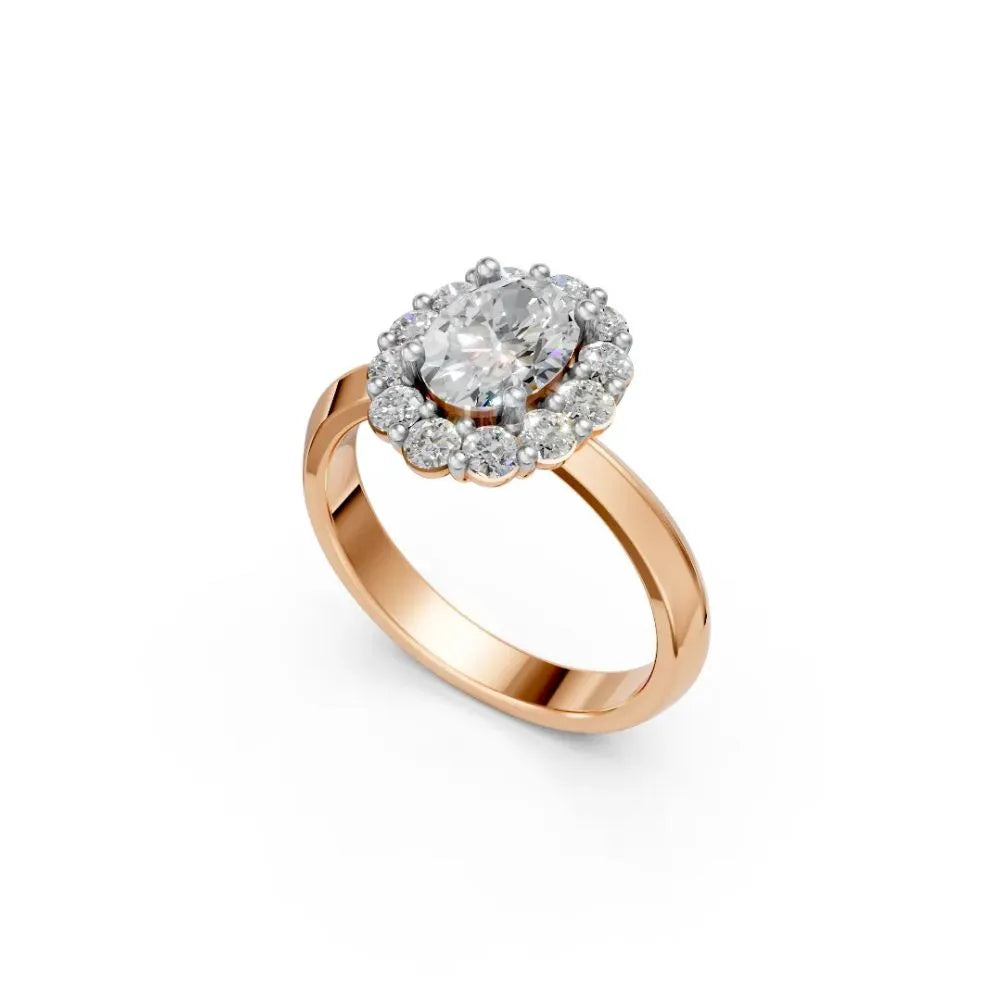 Oval Radiance Halo Ring Rose Gold