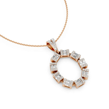 Princess Cut Circle Pendant Rose Gold