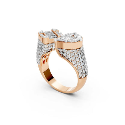 DuoBlaze Diamond Statement Ring Rose Gold