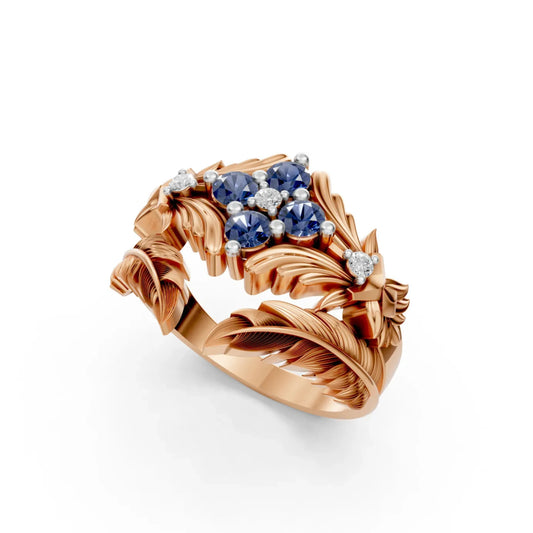 TanzanLeaf Diamond Ring Rose Gold